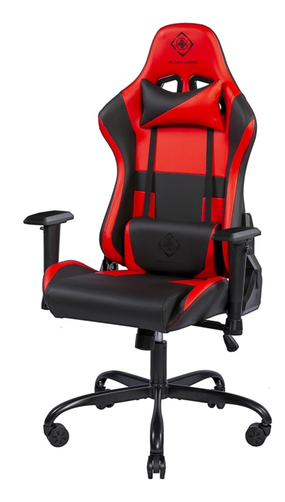 DELTACO GAMING DC210R Gaming chair, PU-leather, iron frame, Black/Red ryhmässä TIETOKOONET & TARVIKKEET / GAMING / Pelituolit @ TP E-commerce Nordic AB (C13804)
