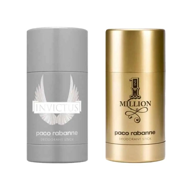 2-pack Paco Rabanne 1 Million + Invictus Deostick 75ml ryhmässä KAUNEUS JA TERVEYS / Tuoksut & Parfyymit / Deodorantit / Miesten deodorantit @ TP E-commerce Nordic AB (C13888)