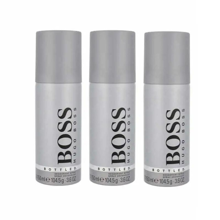 3-pack Hugo Boss Bottled Deo Spray 150ml ryhmässä KAUNEUS JA TERVEYS / Tuoksut & Parfyymit / Deodorantit / Miesten deodorantit @ TP E-commerce Nordic AB (C13891)