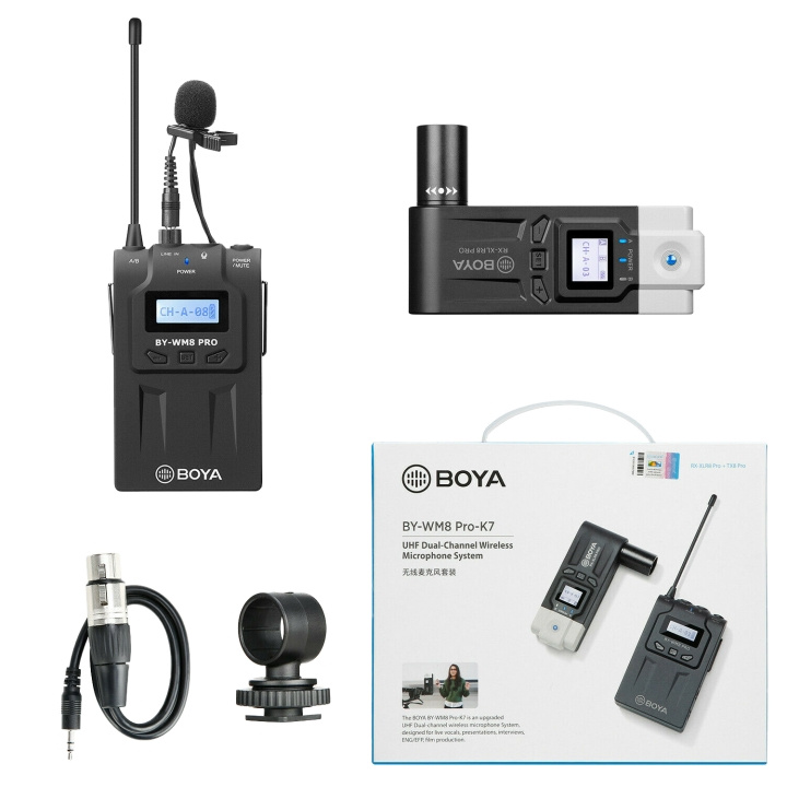 Boya Wireless Mic, UHF Dual-Channel Wireless Microphone System ryhmässä KODINELEKTRONIIKKA / Ääni & Kuva / Kädessä pidettävät mikrofonit @ TP E-commerce Nordic AB (C13974)
