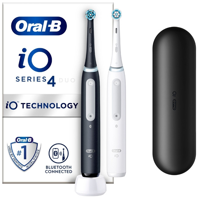 Oral B Eltandborste iO4 Duo Black UCB ryhmässä KAUNEUS JA TERVEYS / Suunhoito / Sähköhammasharjat @ TP E-commerce Nordic AB (C14129)