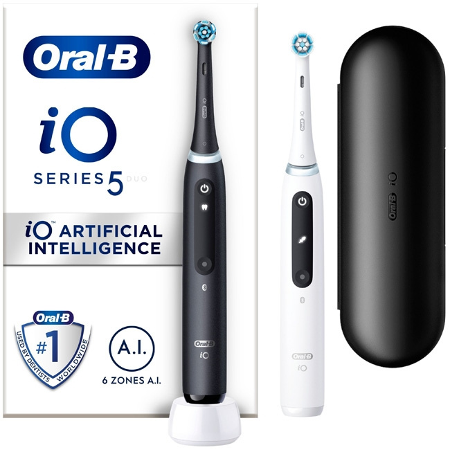 Oral B Eltandborste iO5 Duo Black UCB ryhmässä KAUNEUS JA TERVEYS / Suunhoito / Sähköhammasharjat @ TP E-commerce Nordic AB (C14130)