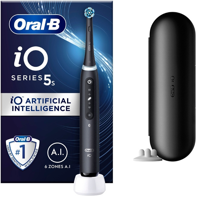 Oral B Eltandborste iO5s Matt Black ryhmässä KAUNEUS JA TERVEYS / Suunhoito / Sähköhammasharjat Tarvikkeet @ TP E-commerce Nordic AB (C14133)