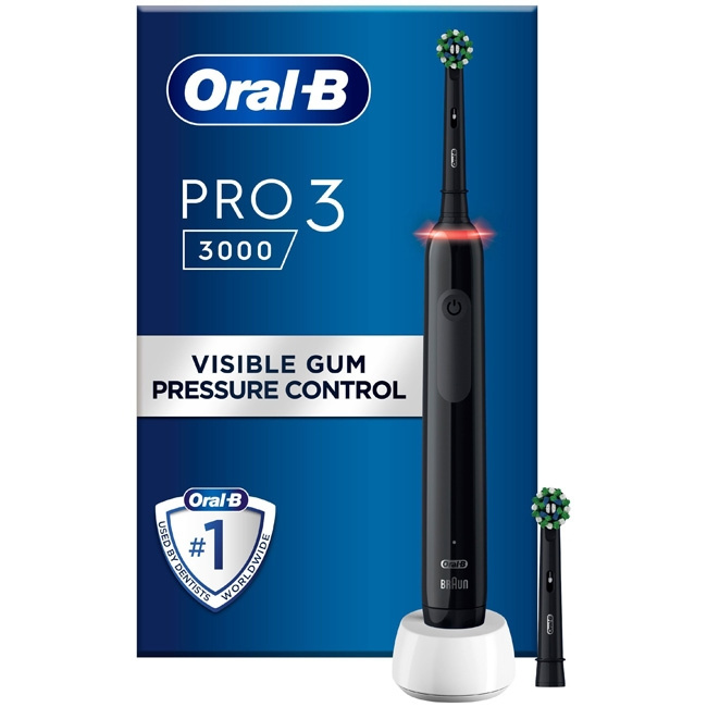 Oral B Sähköhammasharja Pro 3 3000 CA Black Edition ryhmässä KAUNEUS JA TERVEYS / Suunhoito / Sähköhammasharjat @ TP E-commerce Nordic AB (C14156)