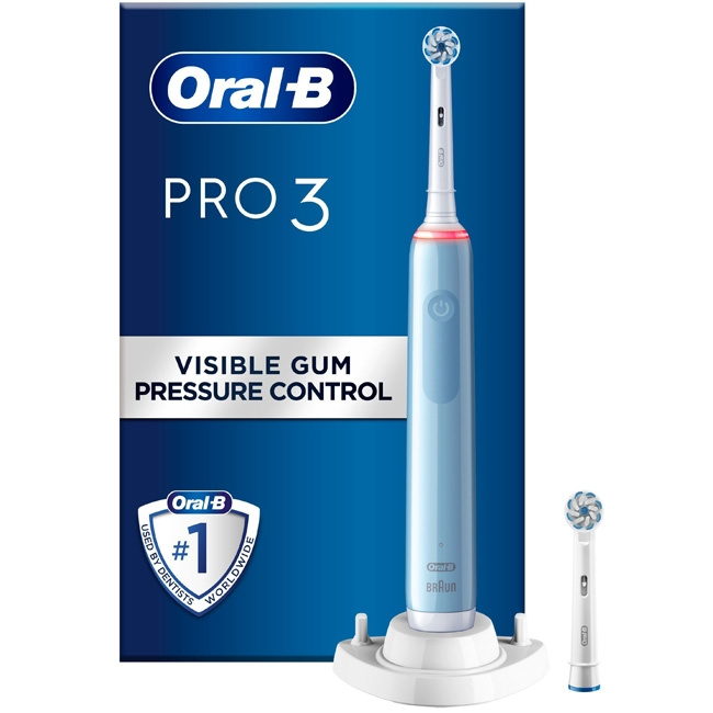 Oral B Eltandborste Pro3 3200S Blue S ryhmässä KAUNEUS JA TERVEYS / Suunhoito / Sähköhammasharjat @ TP E-commerce Nordic AB (C14158)