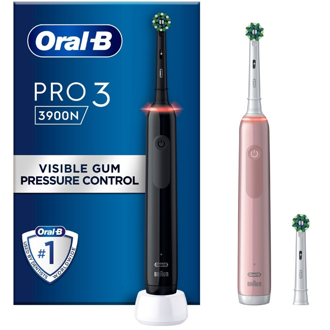 Oral B Eltandborste Pro3 3900N Black ryhmässä KAUNEUS JA TERVEYS / Suunhoito / Sähköhammasharjat @ TP E-commerce Nordic AB (C14159)