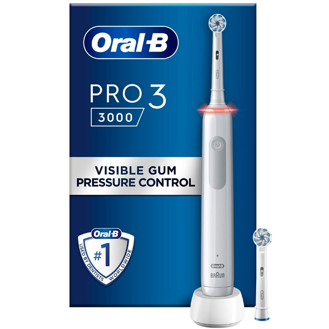 Oral B Eltandborste Pro3 3000 White S ryhmässä KAUNEUS JA TERVEYS / Suunhoito / Sähköhammasharjat @ TP E-commerce Nordic AB (C14163)