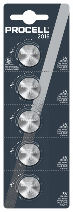 Procell Lithium CR2016, 3v 5ct Retail ryhmässä KODINELEKTRONIIKKA / Paristot & Laturit / Akut / Nappiparistot @ TP E-commerce Nordic AB (C14493)