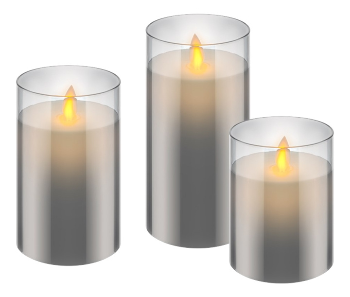 Set of 3 LED real wax candles in glass ryhmässä KOTI, TALOUS JA PUUTARHA / Sisustus / Kynttilänpidikkeet ja kynttilälyhdyt @ TP E-commerce Nordic AB (C14508)