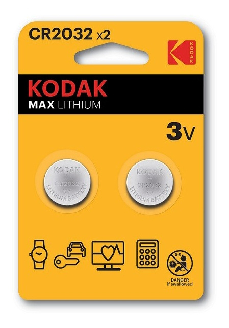 Kodak Kodak Max lithium CR2032 battery (2 pack) ryhmässä KODINELEKTRONIIKKA / Paristot & Laturit / Akut / Nappiparistot @ TP E-commerce Nordic AB (C14520)