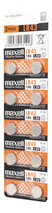 Maxell LR43 10PK MF(5X2)BLISTER ryhmässä KODINELEKTRONIIKKA / Paristot & Laturit / Akut / Nappiparistot @ TP E-commerce Nordic AB (C14527)