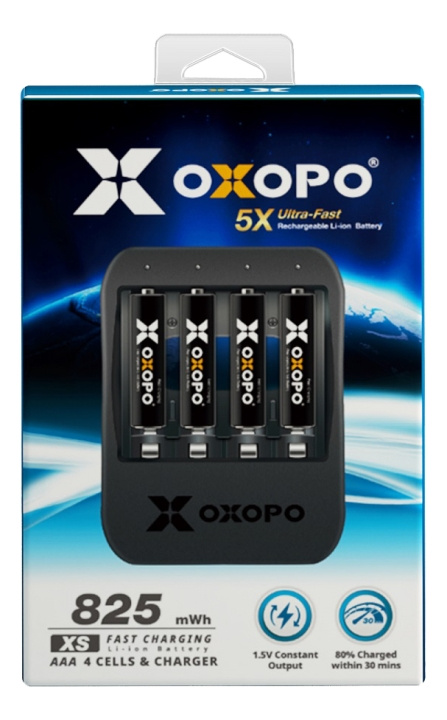 OXOPO Li-Ion 4xAAA 550mAh Battery w/charger ryhmässä KODINELEKTRONIIKKA / Paristot & Laturit / Akut / AAA @ TP E-commerce Nordic AB (C14534)