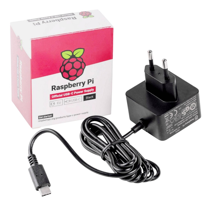 Raspberry Pi 4 Eu Power Supply Black ryhmässä TIETOKOONET & TARVIKKEET / Tietokoneen komponentit / Raspberry Pi @ TP E-commerce Nordic AB (C14659)