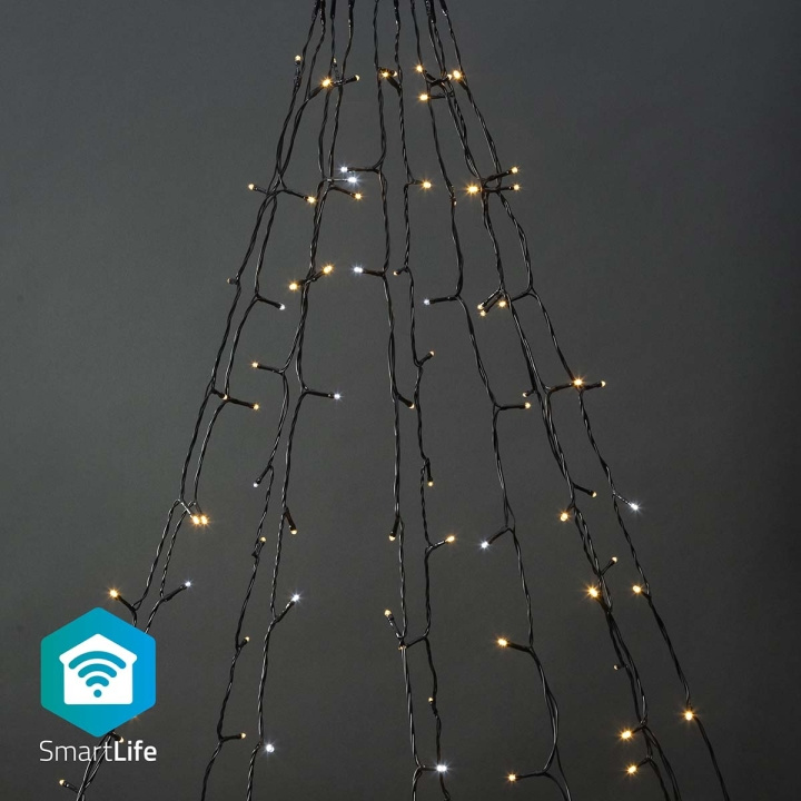 Nedis SmartLife Jouluvalot | Puu | Wi-Fi | Lämpimästä kylmään valkoiseen | 200 LED\'s | 20.0 m | 10 x 2 m | Android™ / IOS ryhmässä KODINELEKTRONIIKKA / Valaistus / LED-silmukka @ TP E-commerce Nordic AB (C14835)