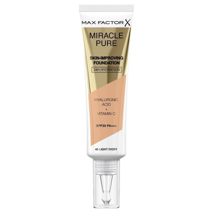 Max Factor Miracle Pure Skin-Improving Foundation 40 Light Ivory 30ml ryhmässä KAUNEUS JA TERVEYS / Meikit / Meikit Kasvot / Meikkivoide @ TP E-commerce Nordic AB (C15017)