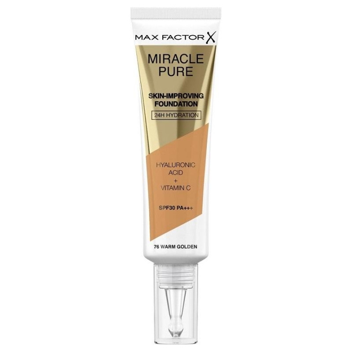Max Factor Miracle Pure Skin-Improving Foundation 76 Warm Golden 30ml ryhmässä KAUNEUS JA TERVEYS / Meikit / Meikit Kasvot / Meikkivoide @ TP E-commerce Nordic AB (C15023)