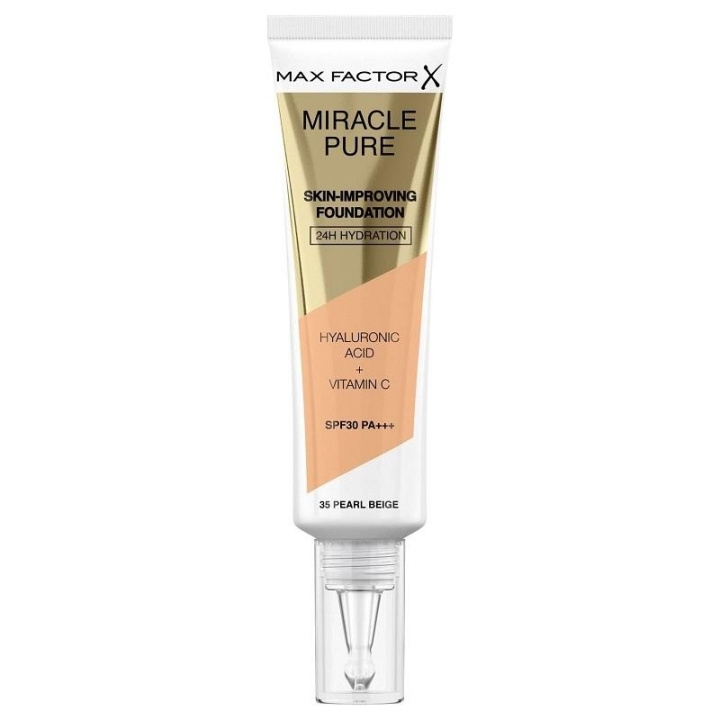 Max Factor Miracle Pure Skin-Improving Foundation 35 Pearl Beige 30ml ryhmässä KAUNEUS JA TERVEYS / Meikit / Meikit Kasvot / Meikkivoide @ TP E-commerce Nordic AB (C15025)