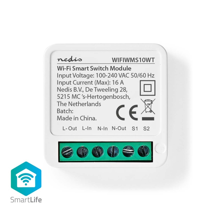 Nedis SmartLife Virtakytkin | Wi-Fi | 3680 W | Terminaaliliitin | Sovellus saatavana kohteeseen: Android™ / IOS ryhmässä KOTI, TALOUS JA PUUTARHA / Sähkö & Valaistus / Sähköasennus / Kytkimet @ TP E-commerce Nordic AB (C15072)