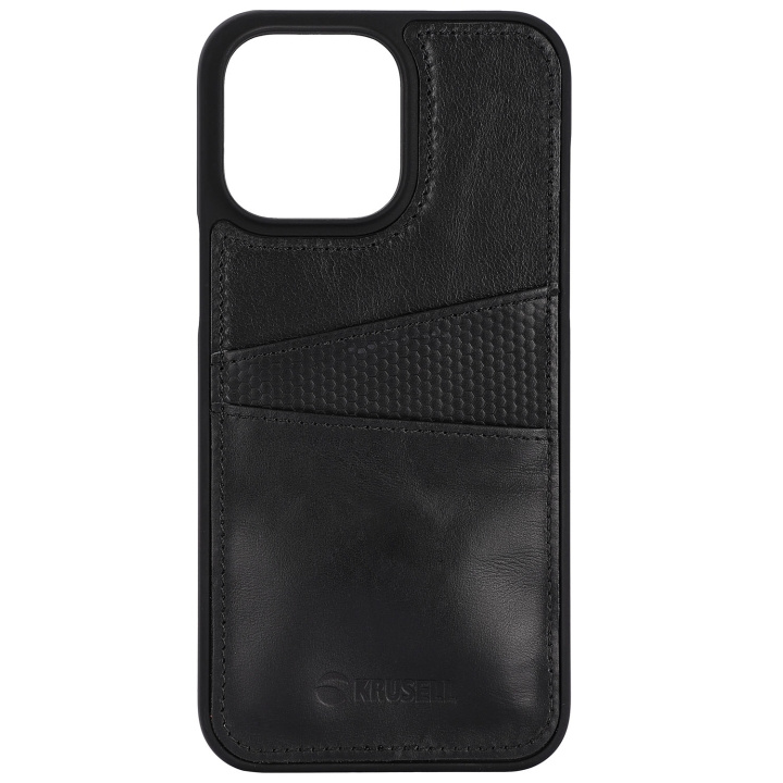 Krusell Leather CardCover iPhone 14 Pro Max Svart ryhmässä ÄLYPUHELIMET JA TABLETIT / Puhelimen suojakotelo / Apple / iPhone 14 @ TP E-commerce Nordic AB (C15379)