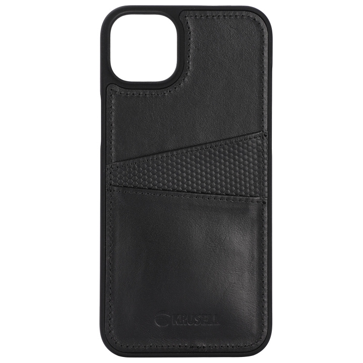 Krusell Leather CardCover iPhone 14 Plus Svart ryhmässä ÄLYPUHELIMET JA TABLETIT / Puhelimen suojakotelo / Apple / iPhone 14 @ TP E-commerce Nordic AB (C15383)