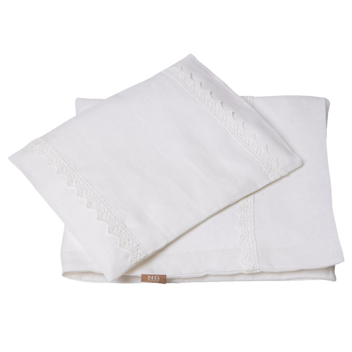 NG Baby Påslakanset Spjälsäng vit spet ryhmässä LELUT, TUOTTEET LAPSILLE JA VAUVOILLE / Lasten tekstiilit / Sänkyvaatteet / Vuodevaatteet pinnasänkyyn @ TP E-commerce Nordic AB (C15388)