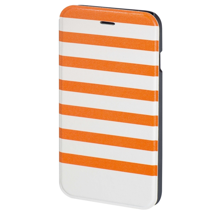 HAMA Plånboksväska DesignLine iPhone6/6S Stripe Orange/Vit ryhmässä ÄLYPUHELIMET JA TABLETIT / Puhelimen suojakotelo / Apple / iPhone 6/6S @ TP E-commerce Nordic AB (C15490)