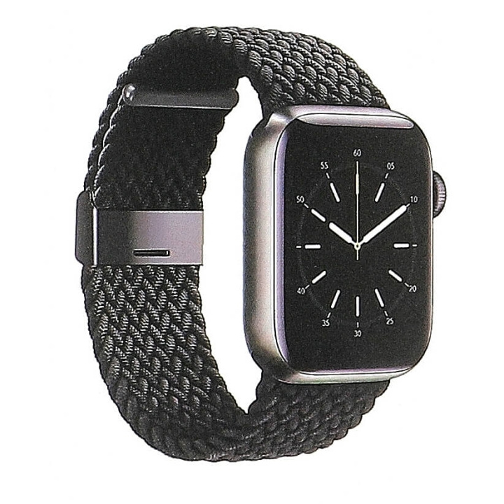 GEAR Watchband Braided BLACK Apple Watch 38/40/41 ryhmässä URHEILU, VAPAA-AIKA JA HARRASTUS / Urheilu- ja sykekellot / Tarvikkeet @ TP E-commerce Nordic AB (C15826)