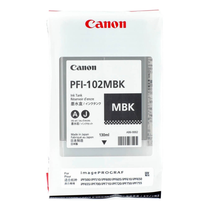 Canon Musteet 0894B001 PFI-102 Mattamusta ryhmässä TIETOKOONET & TARVIKKEET / Tulostimet & Tarvikkeet / Musteet ja väriaineet / Mustepatruunat / Canon @ TP E-commerce Nordic AB (C15976)