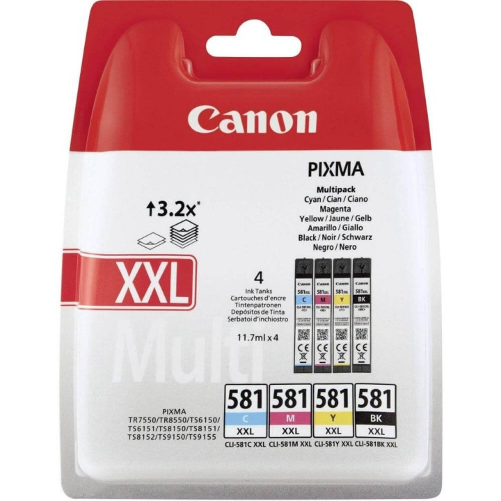 Canon Musteet 1998C005 CLI-581XXL Multipack ryhmässä TIETOKOONET & TARVIKKEET / Tulostimet & Tarvikkeet / Musteet ja väriaineet / Mustepatruunat / Canon @ TP E-commerce Nordic AB (C15994)