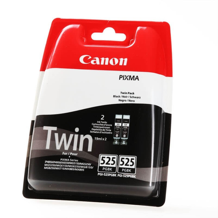 Canon Musteet 4529B010 PGI-525 Musta Twin-pack ryhmässä TIETOKOONET & TARVIKKEET / Tulostimet & Tarvikkeet / Musteet ja väriaineet / Mustepatruunat / Canon @ TP E-commerce Nordic AB (C16062)