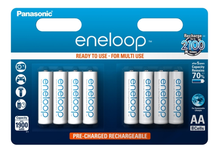 Eneloop 8xAA Battery 1900mAh BK-3MCCE/8BE ryhmässä KODINELEKTRONIIKKA / Paristot & Laturit / Ladattavat paristot / AA @ TP E-commerce Nordic AB (C16318)