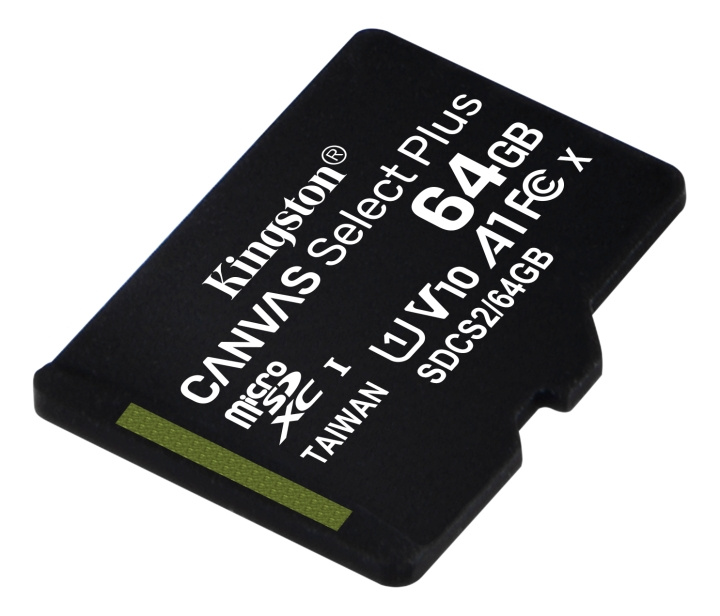 Kingston 64GB micSDXC Canvas Select Plus 100R A1 C10 1-pack w/o ADP ryhmässä KODINELEKTRONIIKKA / Tallennusvälineet / Muistikortit / MicroSD/HC/XC @ TP E-commerce Nordic AB (C16606)