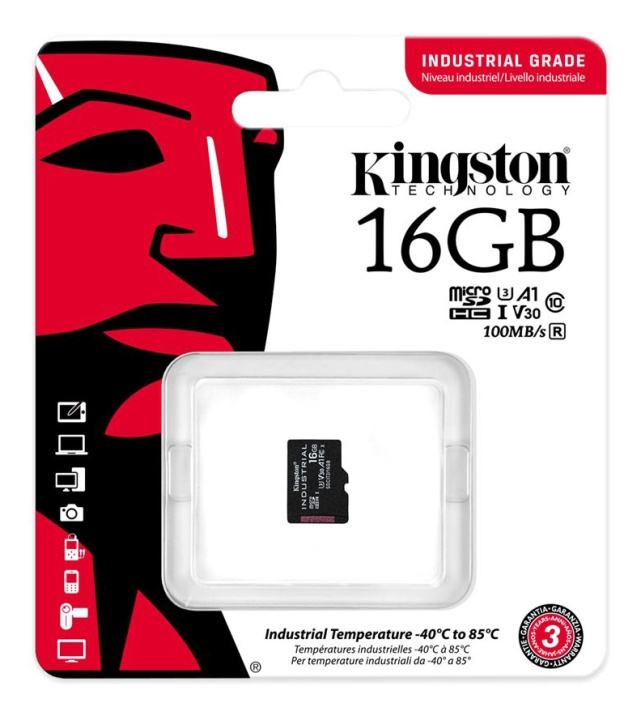 Kingston 16GB microSDHC Industrial C10 A1 pSLC Card w/o Adapter ryhmässä KODINELEKTRONIIKKA / Tallennusvälineet / Muistikortit / SD/SDHC/SDXC @ TP E-commerce Nordic AB (C16836)