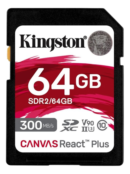 Kingston Canvas React Plus 64 Gt UHS-II -SDXC-muistikortti ryhmässä KODINELEKTRONIIKKA / Tallennusvälineet / Muistikortit / SD/SDHC/SDXC @ TP E-commerce Nordic AB (C16908)