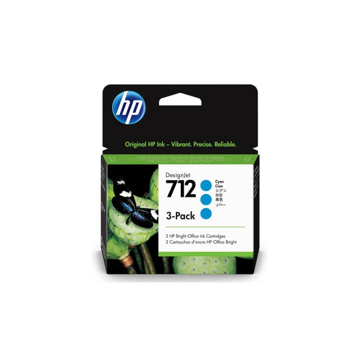 HP Musteet 3ED77A 712 Cyan 3-pack ryhmässä TIETOKOONET & TARVIKKEET / Tulostimet & Tarvikkeet / Musteet ja väriaineet / Mustepatruunat / HP @ TP E-commerce Nordic AB (C17343)