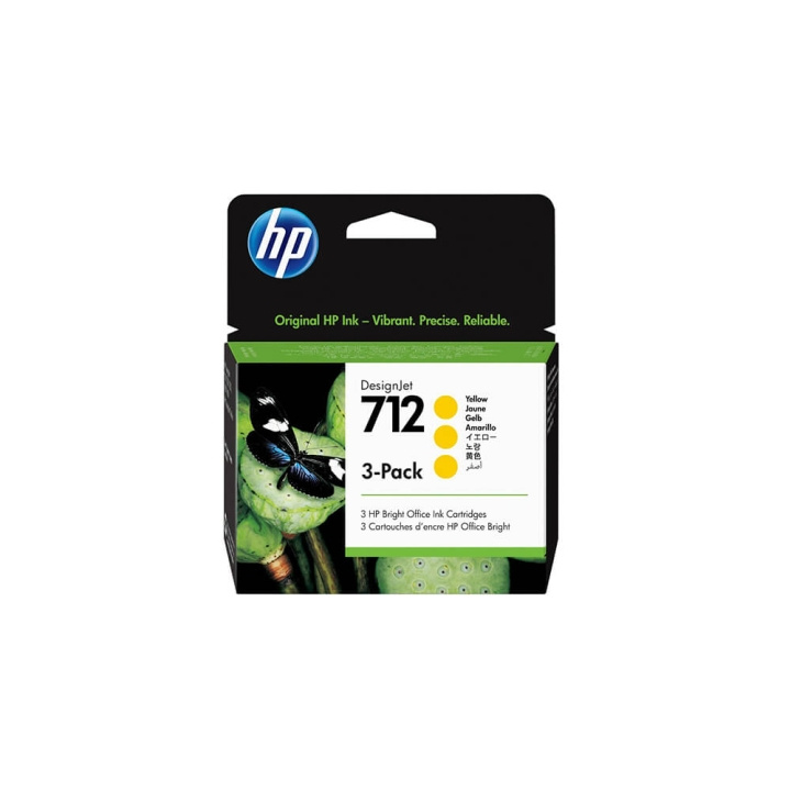 HP Musteet 3ED79A 712 Keltainen 3-pack ryhmässä TIETOKOONET & TARVIKKEET / Tulostimet & Tarvikkeet / Musteet ja väriaineet / Mustepatruunat / HP @ TP E-commerce Nordic AB (C17345)