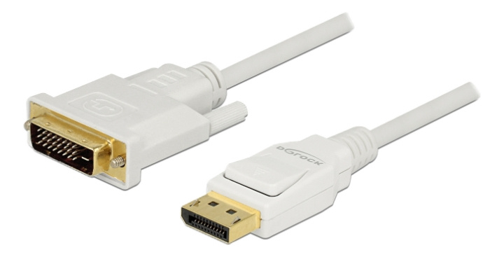 Cable Displayport 1.2 male > DVI 24+1 male passive 2 m white ryhmässä TIETOKOONET & TARVIKKEET / Kaapelit & Sovittimet / DisplayPort / Kaapelit @ TP E-commerce Nordic AB (C17476)
