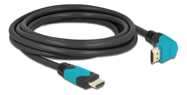 Delock High Speed HDMI cable male straight to male 90° downwards angle ryhmässä KODINELEKTRONIIKKA / Kaapelit & Sovittimet / HDMI / Kaapelit @ TP E-commerce Nordic AB (C17505)