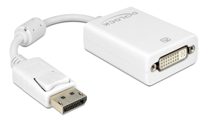 Delock Adapter Displayport 1.1 male > DVI female Passive white ryhmässä TIETOKOONET & TARVIKKEET / Kaapelit & Sovittimet / DisplayPort / Sovittimet @ TP E-commerce Nordic AB (C17644)