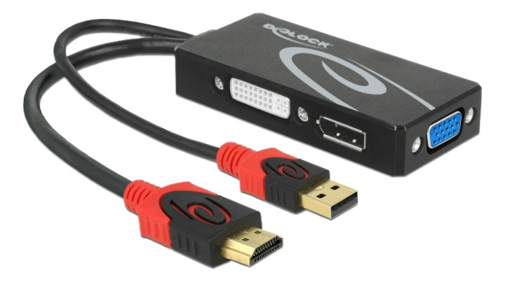 Delock Adapter HDMI male > DVI / VGA / DisplayPort female 4K black ryhmässä TIETOKOONET & TARVIKKEET / Kaapelit & Sovittimet / DisplayPort / Sovittimet @ TP E-commerce Nordic AB (C17654)