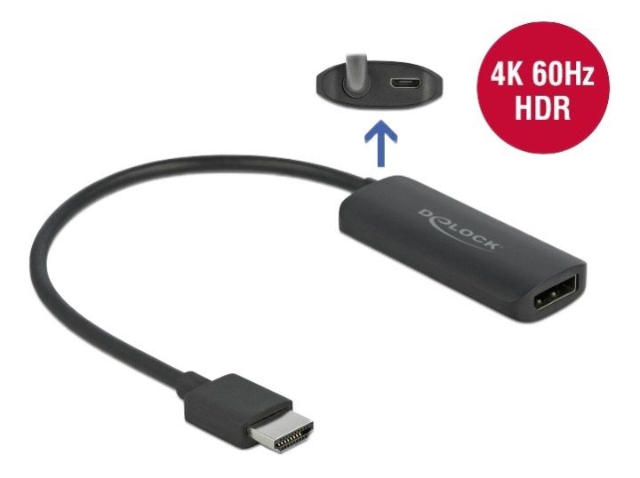 Delock Adapter HDMI-A male to DisplayPort female 4K 60 Hz ryhmässä TIETOKOONET & TARVIKKEET / Kaapelit & Sovittimet / DisplayPort / Sovittimet @ TP E-commerce Nordic AB (C17655)