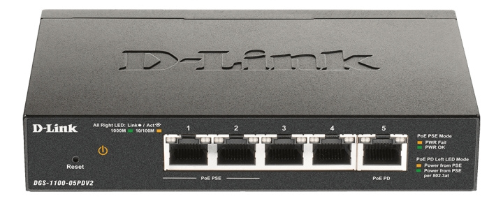D-Link 5-Port Gigabit PoE Smart Managed Switch with 1 PD port ryhmässä TIETOKOONET & TARVIKKEET / Verkko / Kytkimet @ TP E-commerce Nordic AB (C17783)