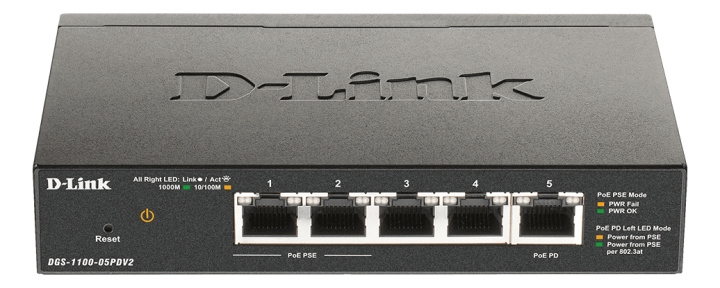 D-Link 5-Port Gigabit PoE Smart Managed Switch with 1 PD port ryhmässä TIETOKOONET & TARVIKKEET / Verkko / Kytkimet / 10/100/1000Mbps @ TP E-commerce Nordic AB (C17783)