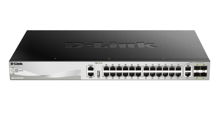 D-Link 24-port Managed gigabit switchm, L3, 4x Gigabit SFP+, silver ryhmässä TIETOKOONET & TARVIKKEET / Verkko / Kytkimet @ TP E-commerce Nordic AB (C17802)