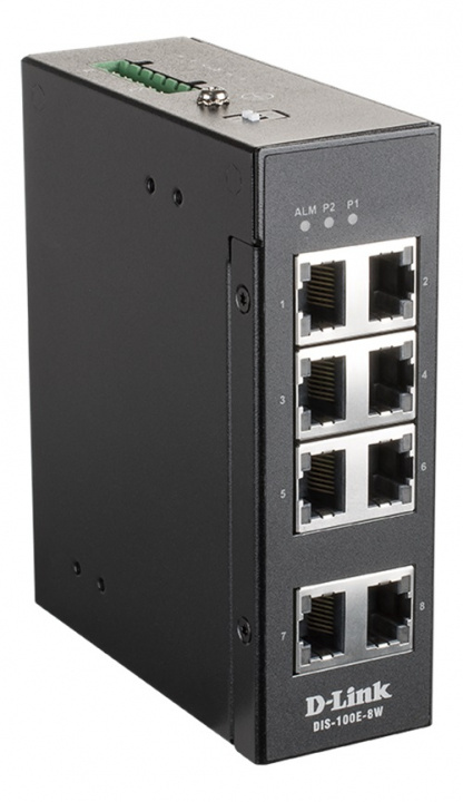 D-Link DIS-100E-8W teollisuuskytkin, Ethernet, 8x 10/100BaseT(X) ryhmässä TIETOKOONET & TARVIKKEET / Verkko / Kytkimet @ TP E-commerce Nordic AB (C17814)