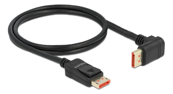 Delock DisplayPort cable male straight to male 90° upwards angled 8K 60Hz 1m ryhmässä TIETOKOONET & TARVIKKEET / Kaapelit & Sovittimet / DisplayPort / Kaapelit @ TP E-commerce Nordic AB (C17830)