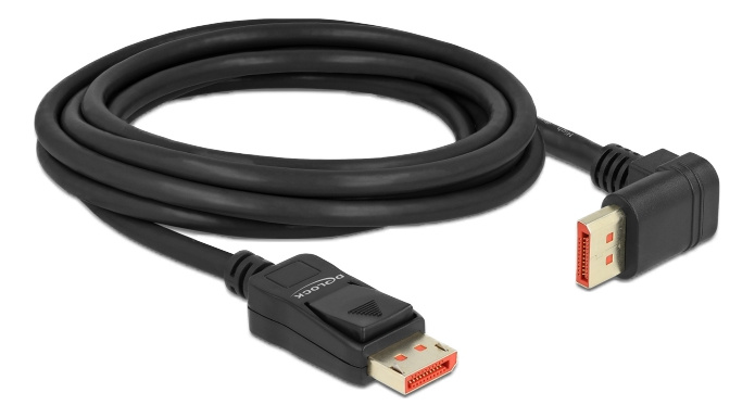 Delock DisplayPort cable male straight to male 90° upwards angled 8K 6Hz 3m ryhmässä TIETOKOONET & TARVIKKEET / Kaapelit & Sovittimet / DisplayPort / Kaapelit @ TP E-commerce Nordic AB (C17832)