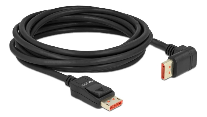 Delock DisplayPort cable male straight to male 90° upwards angled 8K 60Hz 5m ryhmässä TIETOKOONET & TARVIKKEET / Kaapelit & Sovittimet / DisplayPort / Kaapelit @ TP E-commerce Nordic AB (C17833)