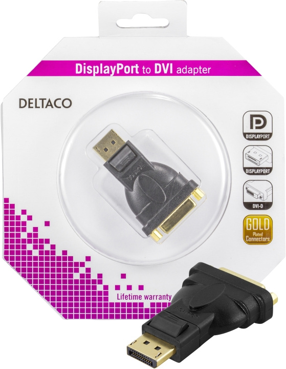 DisplayPort - DVI-I Single Link sovitin, 20-pin uros - 24+5-pin na ryhmässä TIETOKOONET & TARVIKKEET / Kaapelit & Sovittimet / DVI / Sovittimet @ TP E-commerce Nordic AB (C17849)