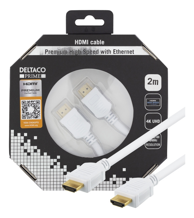 DELTACO PRIME HDMI-kaapeli, Premium High Speed HDMI with Ethernet, 4K, ryhmässä KODINELEKTRONIIKKA / Kaapelit & Sovittimet / HDMI / Kaapelit @ TP E-commerce Nordic AB (C17898)